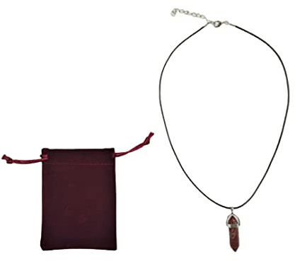 Pandiui23 Naturstein Anhänger Stein Chakren Halskette Anhänger Naturstein Perle Anhänger, M, Metall, Nicht zutreffend. (roter Achat)