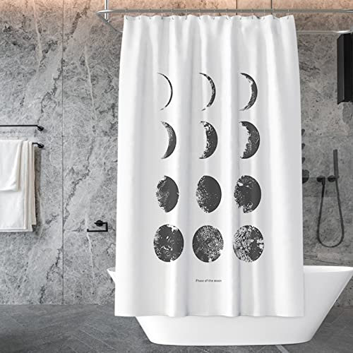 Hoisy Duschvorhänge Anti Schimmel, Duschvorhang Antischimmel Mondfinsternis Weiß Grau Größe 240X200CM