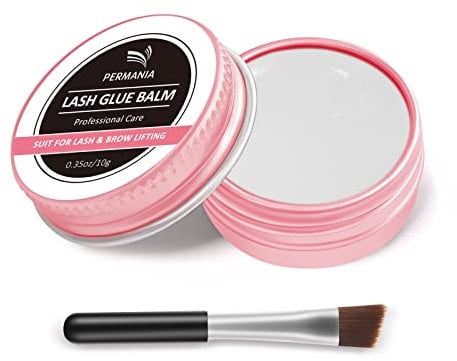 PERMANIA Lash Lift Glue, Eyelash Lift Glue Balm, Fast Drying White Peach Scent Fragrance Lash Lift Adhesive for Lash Perm and Brow Lamination -10g