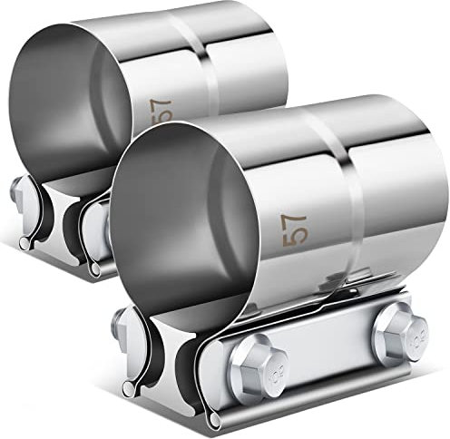 DNA MOTORING EXA-CL-212 2Pcs 2.25 Inch Lap Joint Band Clamps for Exhaust Muffler Repair,304 Stainless Steel