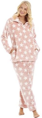 Camille Womens 2-Piece Super Soft Pyjama Set | Warm, Thick Fleece Full Length PJ Set, Top & Bottoms, Long Sleeves & Elastic Waist for Comfort & Warmth