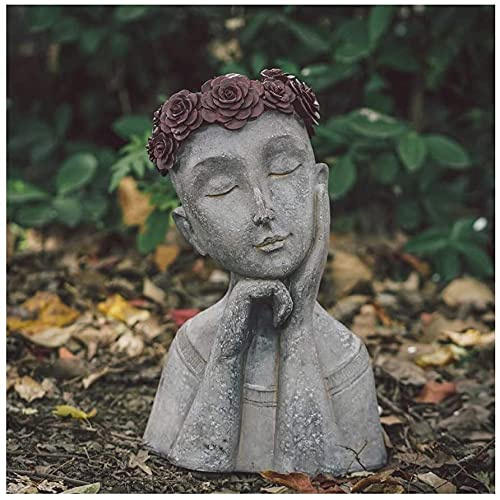 UZOURI Garten Kreative Statue Portrait Retro Outdoor Göttin Blumentopf Dekoration(Size:Small)