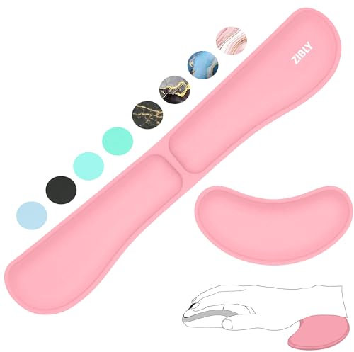 ZIBLY Wrist Rest Keyboard and Mouse Set - Anti-Skid Non Slip Ergonomic Wrist Cushion Support Pad - Easy Typing,Pain Relief - Premium Memory Foam for Work from Home (Wrist Rest Pink)