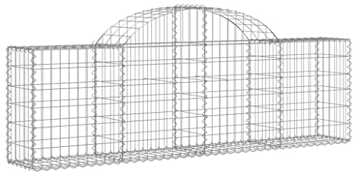 vidaXL Panier de Gabions Arqué Cage à Gabion Mur de Gabion Panier à Pierre Gabion pour Pierre Jardin Patio Extérieur 200x30x60/80 cm Fer Galvanisé