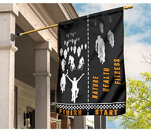 Outdoor-Banner Rennrad Sportmann Natur Heath Fitness Banner Hofdekoration Gartenflagge für Karneval Festival Halloween Par 32 cm x 48 cm