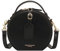 Runde Westerntasche aus Leder für Damen, Retro-Tasche, runder Griff oben mit Riemen, Schwarz