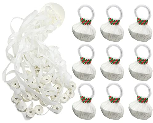 10 Stück Handtuch-Luftschlangen, kein Durcheinander, Konfetti-Druckknöpfe, Weiß, kein Durcheinander, Papier-Knallbonbons für Hochzeiten, Feiern, Abschlussfeiern, Geburtstagsparty, Gastgeschenke