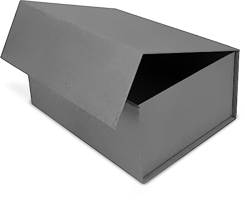 Verpackungswelt Geschenk-Box mit Deckel | 45 x 35 x 20 cm | Geschenk-Karton mit Magnet-Verschluss | Perfekt für Geburtstag, Hochzeit, Weihnachten, Geburt | Geschenk-Verpackung in Grau