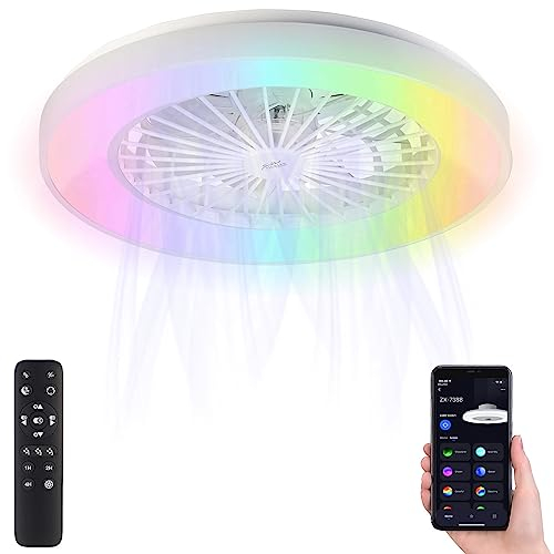 Sichler Haushaltsgeräte Ventilator Lampe: 2in1-WLAN-Deckenleuchte & Ventilator, RGB-CCT-LEDs, 30W, 1.250 lm, App (Deckenventilatoren, Lampe mit Lüfter, Wohnzimmerleuchten)