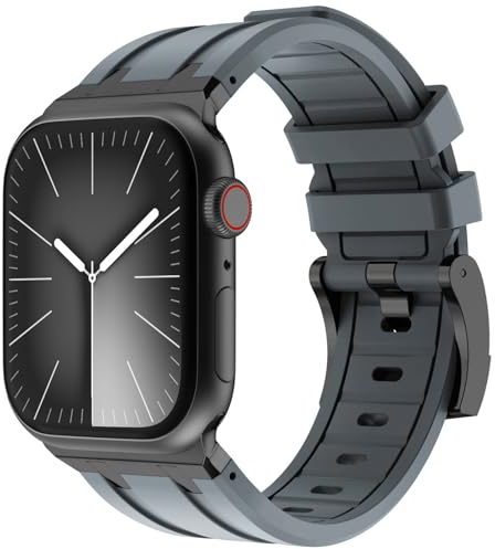 KADES Cinturino di ricambio per Apple Watch, 49 mm, 46 mm, 45 mm, 44 mm, 42 mm (serie 3), in silicone, con adattatore in acciaio inox, per iWatch Ultra 3 2 1/SE 3 2 1/Series 11 10 9 8 7 6 5 4 3 2 1