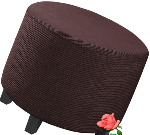 MeRcri Hockerbezug Rund 50 60 80 90 cm Ottoman Cover Ottomane Schonbezug Hocker Hussen für Fußhocker Stretch Ottomane Abdeckung Hocker Protector Hockerabdeckung (Color : 008, Size : 50 cm)