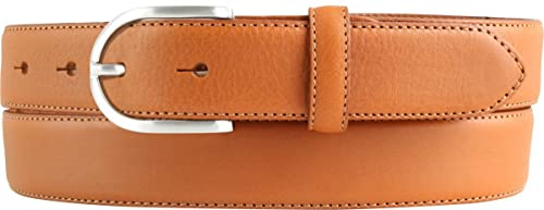 BELTINGER Hochwertiger Damengürtel aus Vollrindleder mit runder Gürtelschließe 3,0 cm | Bombierter Ledergürtel Damen 30mm | Damen-Gürtel made in Italy | Tabac 100cm