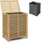 RELAX4LIFE Bamboo Laundry Basket, 80L Large Laundry Hamper with Lid & Handles, Removable Liner Bag, Freestanding Storage Laundry Clothes Bin for Bathroom, Living Room, Bedroom (Wide Slats)