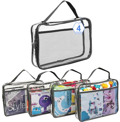 4er PVC Aufbewahrungstaschen für Spielzeug Toilettentaschen mit Reißverschluss Netzseitentaschen für Badespielzeug Puzzle,Bausteine(9x3x11.8inch)