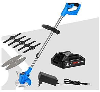 Cisaille à gazon portative de taille-haie, Tondeuse à gazon électrique sans fil 21V tondeuse à gazon lame 6in coupe-batterie Li-ion élagage des mauvaises herbes sous-bois épineux Léger et facile à uti