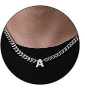 HAYOUWAY Mens Initial Necklace Silver Cuban Link Chain A-Z Letter Necklace Gifts for Men Him Boys Silver Chain Mens Gifts for Dad Son Brother Boyfriend Husband Anniversary Fathers Day Birthday Gifts