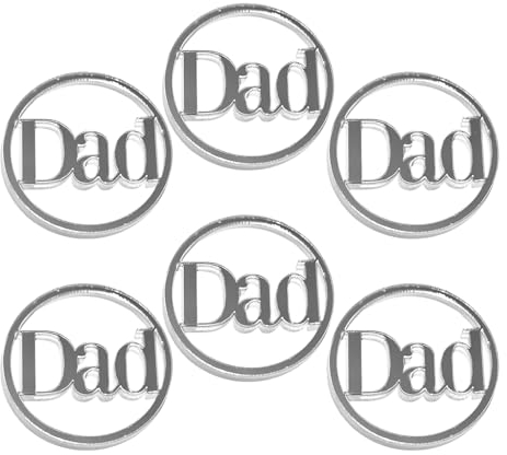 6pcs Happy Fathers Day Gold Mirror Acrylic Cupcake Topper Cake Charm Cake Disc Daddy Acrylic Happy Cake Topper Gift For Dad Grandad Gift For Him 50mm 5cm 2inch (Silver Circle 5 - Dad)