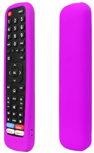 YiBiChin Protective Silicone Remote Case for Hisense TV Remote Control EN2X27HS EN2BI27H EN2BO27H Remote Cover Shockproof, Skin-Friendly, Washable, Anti-Lost with Lanyard (Purple)