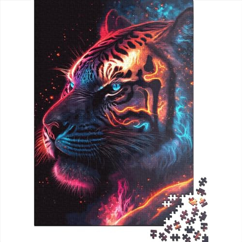 FUmoney 1000 Teile Mystic Tiger Puzzles für Erwachsene, Japanisches Anime-Puzzle, Holzbrettpuzzle, Familienpuzzlespiel, Stressabbau-Puzzles für Erwachsene, 1000 Stück (75 x 50 cm)
