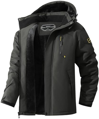 MAOYSSEN Herren Skijacke Warm Winter Schnee Mantel Wasserdicht Berg Windbreaker Snowboardjacke Kapuze für Wandern Reisen