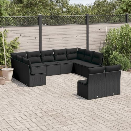 Festnight Gartenlounge Outdoor XXL mit Stauraum Rattan Garten Loungemöbel Set Groß Ecklounge Garten Lounge Sofa Polyrattan Gartensofa Terrassenmöbel Ecksofa Terrasse Gartenmöbel
