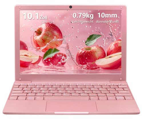LONGEVINCE 10.1 Zoll Mini Mini Laptop mit Celeron N4020, 8GB RAM, 128G SSD,Ultradünnen Gehäuse, inklusive Maus, (Rotgold, 8+128G SSD)