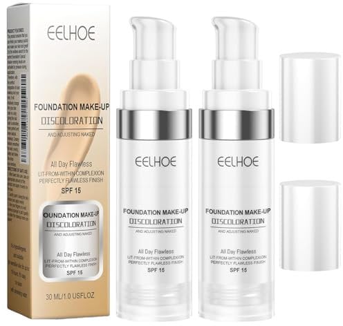 2 Stück Foundation Color Changing Farbwechselnde Foundation für Reife Haut Color Changing Foundation Warm Skin Tone Foundation Feuchtigkeitsspendende Basis-Concealer Abdeckung