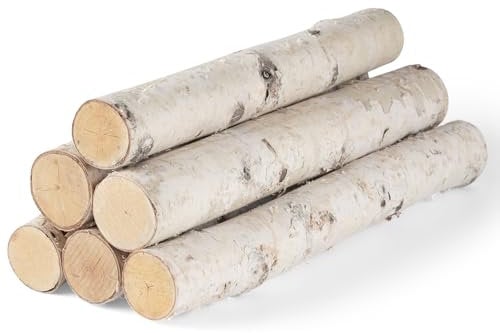 Birch Logs 6 Pack Birch Wood for Fireplace Decor/DIY Natural Fireplace Logs Fireplace Wood Logs for Decor,DIY, Crafts