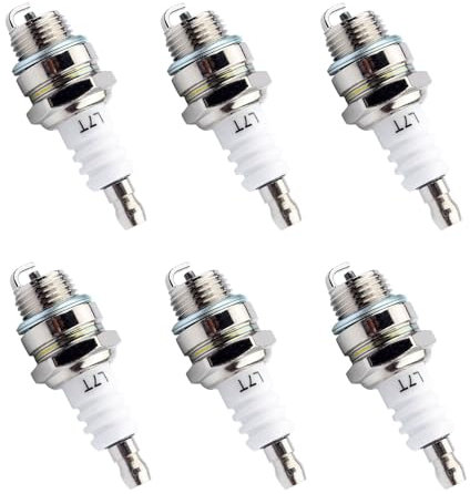 HAPPOW 6Pcs Spark Plugs, L7T Ignition Plug for BM6A,for BPMR7A, for RCJ6Y, for RCJ7Y Lawn Mower Spark Plugs for 43-49CC Mini Gas Chainsaw and Garden Equipment