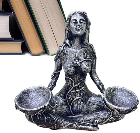 Göttin Statue, Mutter Erde Skulptur, Harzfiguren, handgeschnitzte Dekoration, Kristallkugelbasis, dekorative Bastelskulptur, spirituelle Heimkunst, Naturgöttin Figur, einzigartige dekorative Statue