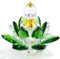 YWHL Green Crystal Lotus Perfume Bottles, Small Vintage Glass Refillable Perfume Bottle, Lotus Flower Figurines Giftsfor Wife Girlfriend, Handmade Lotus Figurines Home Decor(3ml)