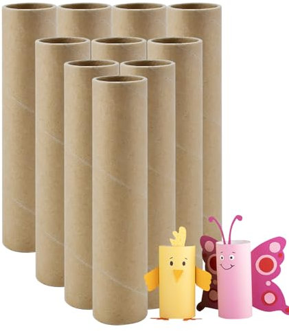 Totolee Lot de 10 tubes ronds et épais en carton pour travaux manuels, 4,7 x 25,4 cm, robustes, rouleaux de papier toilette marron vides pour salle de classe, famille, loisirs créatifs