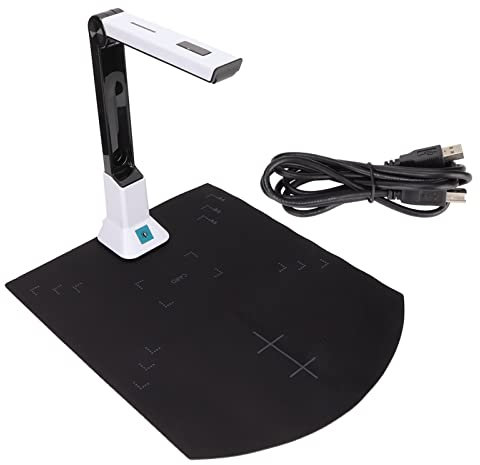 Scanner per Fotocamera Documenti USB HD A4 con Messa a Fuoco Automatica da 8 Milioni di, Registrazione e Proiezione Video in Tempo Reale, Riconoscimento OCR Multilingue, Design