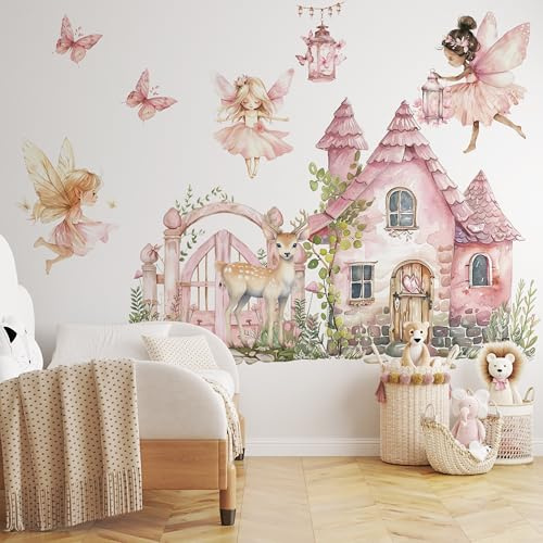 Igibee Wandtattoo Feen Kinderzimmer | Wandsticker Mädchenzimmer | Wanddeko Babyzimmer | Fee Aufkleber Mädchen | Kinderzimmer Deko Wand