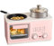 4-In-1 Breakfast Maker Machine, 1200w Multifunctional Breakfast Maker with 8L Double Capacity Oven and Deepen 1L Cooking Pot, Breakfast Station with Steamer & Timer, for Apartment Small Kitchen pink