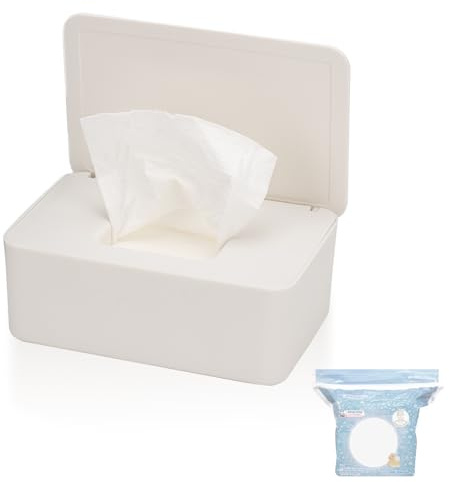 Wipes Dispenser Compatible with Cottonelle Wet Wipes Refill Pack, Refillable Wipes Container, Reusable Wipe Holder with Non-Slip Base, Easy Open Sealed Lid, Keeps Wipes Clean, for Home, Office, Car