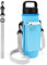 Linkidea Water Bottle Carrier with 2 Strap Compatible with YETI Rambler Bottle 26oz, Yonder 25oz, Travel Waterbottle Sling Bag Holder, Shoulder Strap with Mesh Phone Pocket, Blue