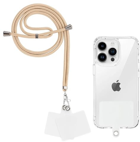 Yoedge Cordon Telephone Portable, Tour de Cou Telephone Universelle avec 2 Patchs, Réglable Collier Lanière Téléphone en Bandoulière en Nylon Adaptée à la Plupart des Smartphones,Or