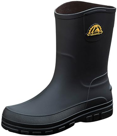 Bottes en caoutchouc pour hommes tendance, bottes de pluie antidérapantes avec tige mi-haute, protection contre les éclaboussures, idéales pour la saison des pluies, fabriquées avec soin, pour