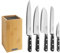 SABATIER TROMPETTE - Bloc 5 couteaux de cuisine - Origin - Acier 5Cr15MoV - Finition Satinée - 26 x 15.5 cm - Noir