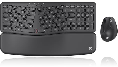 Redragon BS7162 Wireless Keyboard and Mouse Combo, 108 Keys 2.4Ghz Wireless Low-Profile Membrane Keyboard w/Sloping Comfy Design, Wrist Rest, 4000 DPI Max Ergonomic Mouse