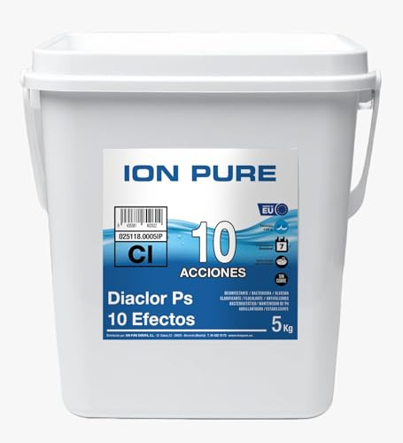 Cloro Total para Piscinas DIACLOR PS 10 Efectos 5 KG - 50 Pastillas de Cloro Multiacción (100 gr) - Tratamiento Profesional Completo