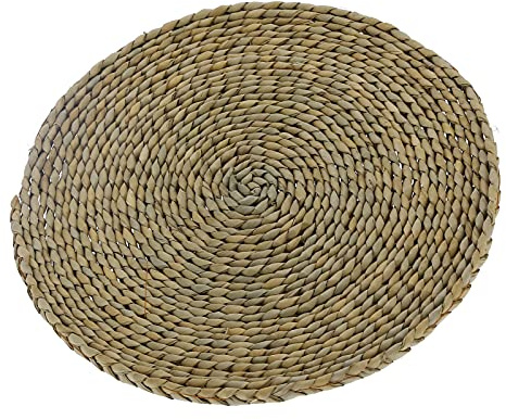 AKLOSIPY Rundes Pouf-Tatami-Kissen aus Stroh für Zen, Yoga, Teezeremonien und Heimdekoration – Bequeme Bodenmatte für den Innen- und Außenbereich
