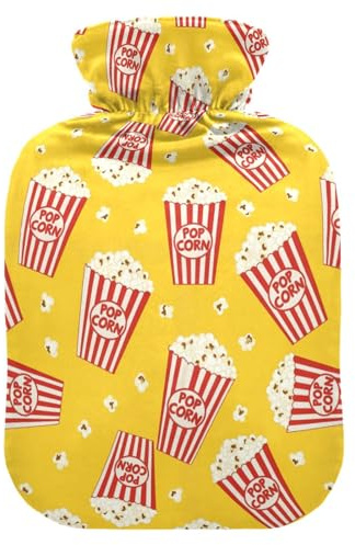 Popcorn Yellow Hot Water Bottle with Cover for Pain Relief Hot Water Bag for Menstrual Cramps, 1L