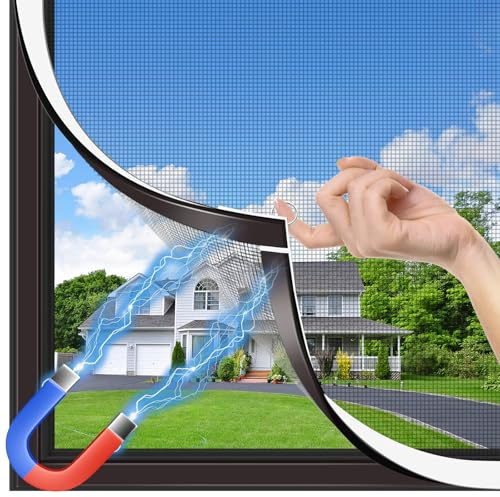 MLEJU Fliegengitter Fenster Magnet, zuschneidbar bis 120 x 130 cm | Starker Magnetrahmen, reißfestes Glasfasergewebe, ohne Bohren, einfache Montage, Insektenschutz Fenster magnetisch