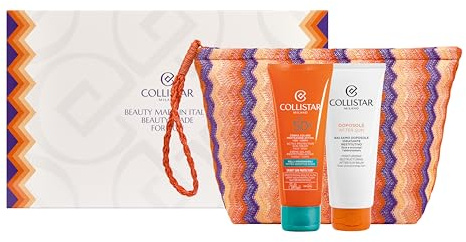 Collistar Sonnenpflege Geschenkset SPF 50+, Aktiv-Schutzcreme für hypersensible Haut 100ml + After-Sun Balsam 100ml, Sehr hoher Schutz, Auch für Kinder geeignet, Coral Friendly, mit Kosmetiktasche