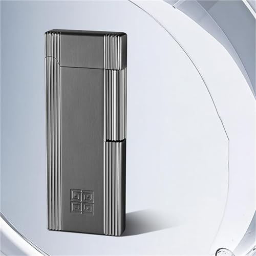 Briquet en métal coupe-vent à flamme douce avec molette de meulage latérale coulissante pour l'allumage, pour barbecue et usage extérieur, pour hommes