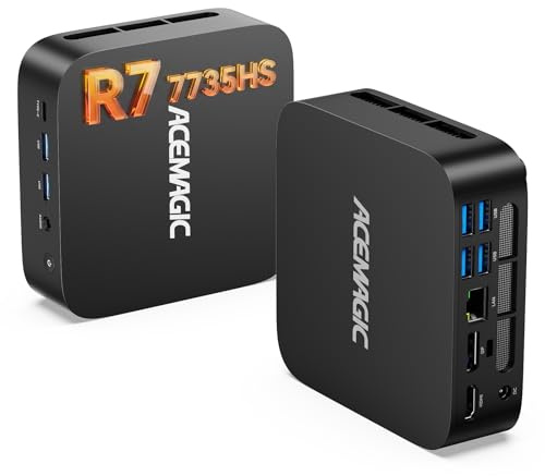 ACEMAGIC M1 Mini PC, AMD Ryzen 7 7735HS (4,75GHz), 24GB LPDDR5 512GB SSD | Win 11 Pro Mini Computer/Grafica AMD Radeon/4K Triplo Display/WiFi 6/BT 5.2 Per ufficio, gaming e multimedialità