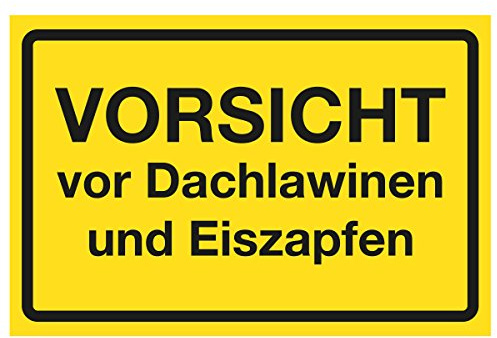 WANDKINGS Hinweisaufkleber für den Innen- und Außenbereich - Vorsicht vor Dachlawinen und Eiszapfen - 40x30 cm - Aufkleber ohne Schild