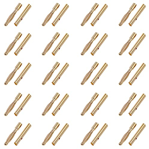 Boladge 20 Paar Vergoldete 2.0mm 2mm Bullet Männlich und Buchse Bananenstecker Rundstecker für RC ESC Motor Lipo Batterie